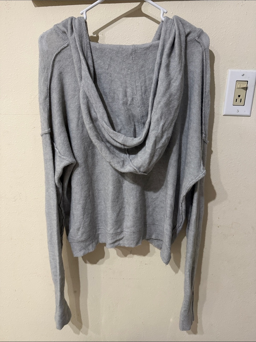 Free People Light Gray Hooded Quarter Button-Up Pullover - Picture 7 of 8